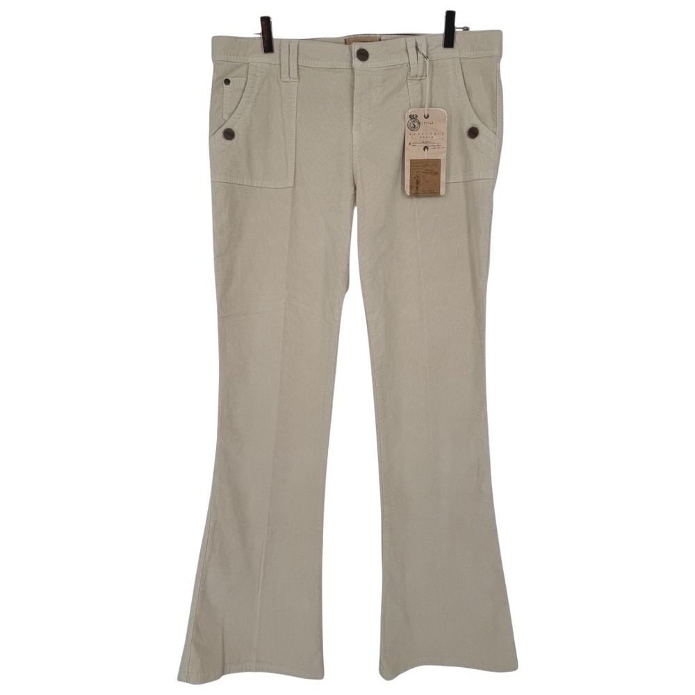 NWT Sanctuary Women's The Catch Corduroy Utility Boot Flare Pants Cream Size 31
